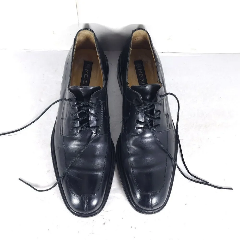 Mezlan Men’s Fiore US10M Black Leather Split Toe Derby Dress Shoes Made In Spain